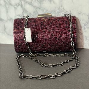 White House Black Market Burgundy Sequin Clutch